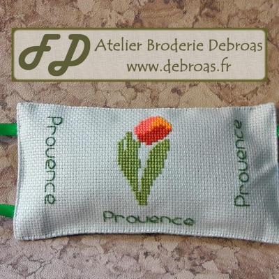 Bptul5018 bloque porte tulipe toile bleue grise