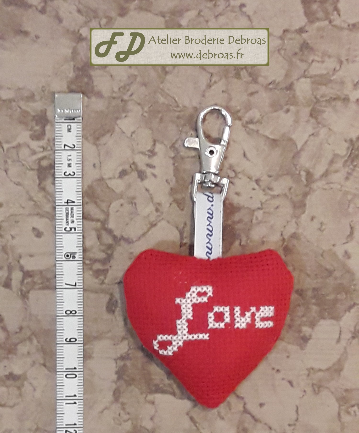 Pco55lovouarouge petit coeur love ouate toile 55 rouge