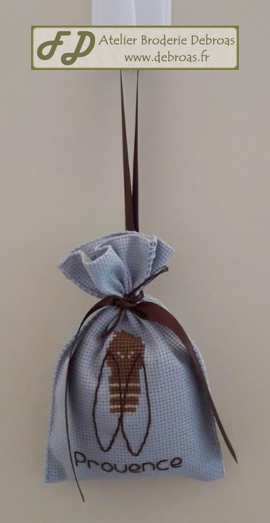Sachet lavande cigale toile bleue gris